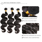 3 Natural Black Body Wave Bundles Package